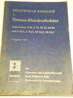 Simson S 51, S 70, SR 50, SR 80 Ersatzteile - Katalog - 1987