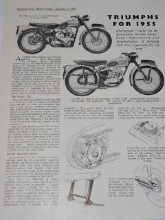 Triumphs for 1955 - Reprinted from Motor Cycling - September 2, 1954