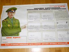 Vojenský postup správného psaní poštovních adres - SSSR - plakát - výukový obraz