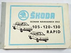 Škoda 105, 120, 130, Rapid - seznam náhradních dílů - 1985