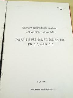 Tatra 815 - seznam náhradních součástí - 1983