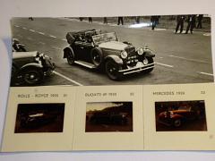 Hispano-Suiza, Bugatti, Mercedes - pohlednice s diapozitivy