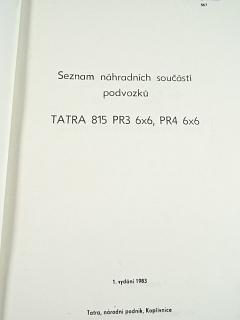 Tatra 815  - seznam náhradních součástí podvozků Tatra PR3 6x6, PR4 6x6