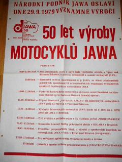 50 let výroby motocyklů JAWA - plakát - 1979
