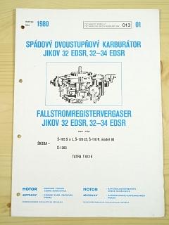 Jikov 32 EDSR, 32-34 EDSR - spádový dvoustupňový karburátor - technický popis - 1980 - Škoda 105, 120, 110 R, Tatra 613 E