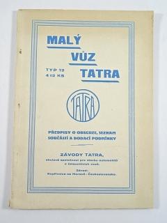 Tatra Typ 12 4/12 KS - předpisy o obsluze, seznam součástí a dodací podmínky