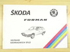 Škoda Forman - seznam náhradních dílů - 1993