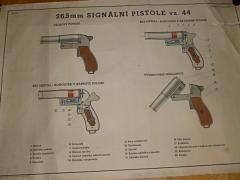 Signální pistole vz. 44 - 26,5 mm - výukový obraz - plakát - 1956