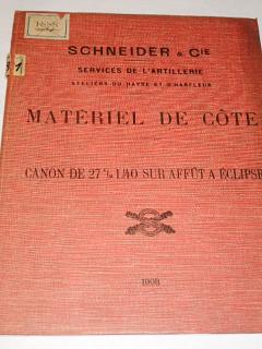 Schneider a Cie - Matériel de cote - canon de 27 c/m L/40 sur affut a éclipse - 1908