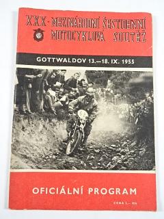 XXX. Mezinárodní šestidenní motocyklová soutěž - Gottwaldov 13. - 18. IX. 1955 - oficiální program