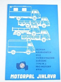 Motorpal - seznam náhradních dílů vstřikovacího zařízení typu M. e pro motory Avia - 1985