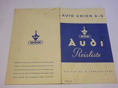 Auto Union - Audi - Preisliste - 1939