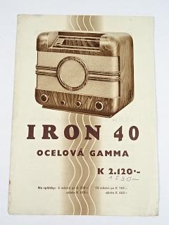Iron 40 ocelová Gamma, Iron 30, Iron Alfa - prospekt - 1939