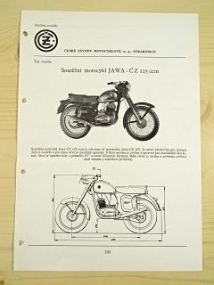 JAWA-ČZ 125 ccm - soutěžní motocykl - katalogový list - 1960