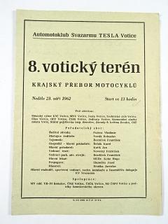 8. votický terén - krajský přebor motocyklů - 23. září 1962 - program - Svazarm Tesla Votice