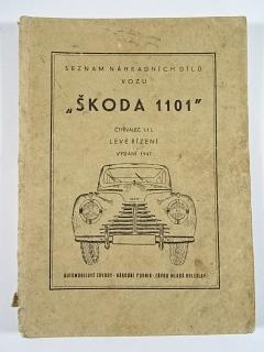 Škoda 1101 - čtyřválec 1.1 L - levé řízení - 1947 - seznam náhradních dílů - Tudor