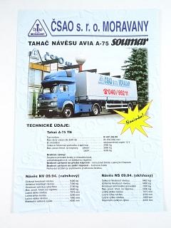 Avia A 75 - tahač návěsu - Soumar - prospekt - ČSAO s. r. o. Moravany - 1998