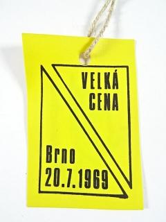 Velká cena Brno - 20. 7. 1969 - Mototechna - plastová visačka