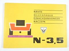 Návěs N - 3,5 - návod k obsluze, seznam dílců - 1975 - Agrostroj Jičín