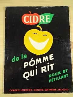 Cidrerie Leterrier – Chalons-sur-Marne - Cidre de la Pomme qui rit - Doux et petillant - papírová reklama