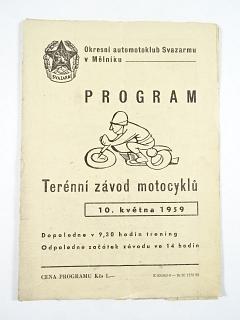Terénní závod motocyklů - 10. 5. 1959 - Mělník - program