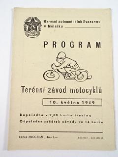 Terénní závod motocyklů - 10. 5. 1959 - Mělník - program