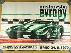 Mistrovství Evropy - mezinárodní závod F3 - Brno 24. 5. 1970 - plakát - Vladimír Valenta