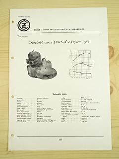 ČZ - dvoudobý motor JAWA-ČZ 125 ccm - 355 - katalogový list - 1960