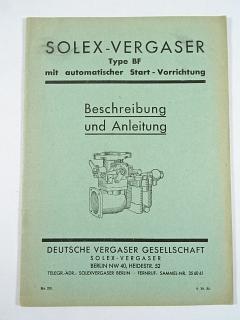 Solex - Vergaser Type BF mit automatischer Start-Vorrichtung - Beschreibung und Anleitung - 1939