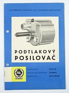 PAL autobrzdy - podtlakový posilovač - popis, seznam dílů - 1969