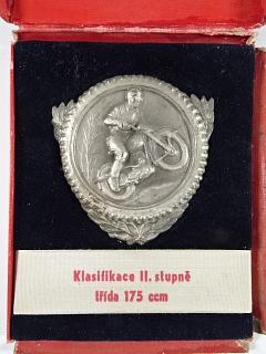 Celostátní branná přeborová soutěž - 14. srpna 1955 - Pobočka OAMK - Metra - Blansko - Klasifikace II. stupně - třída 175 ccm - plaketa v etui