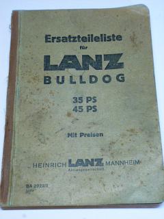 LANZ Bulldog 35 PS 45 PS - Ersatzteileliste - 1937