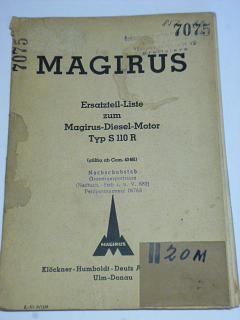 Magirus Diesel Motor Typ S110R - Ersatzteil - Liste
