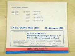 Velká cena ČSSR 1984 - XXXIV. Grand Prix ČSSR - osobní pozvánka - Automotoklub Svazarmu