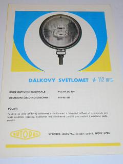 Autopal - dálkový světlomet průměr 112 mm - prospekt - 1979