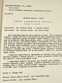 Vývoj lopatových rypadel 1963 - 1965 - Uničovské strojírny, n. p. Uničov