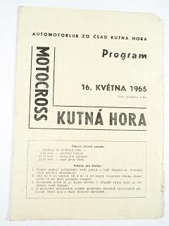 Motocross Kutná Hora - 16. května 1965 - program
