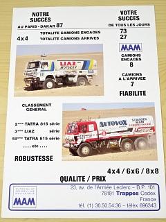 MAM - Tatra 815, LIAZ - Paris - Dakar 1987 - prospekt