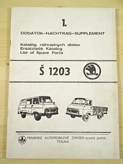 Škoda 1203 - katalóg náhradných dielov - 1. dodatok - TAZ Trnava