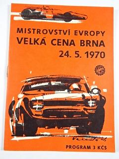 Velká cena Brna 24. 5. 1970 - Mistrovství Evropy cestovních automobilů - Mezinárodní závod formule 3 - program + startovní listina + leták