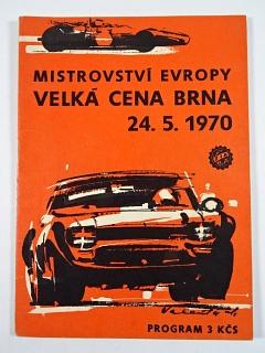 Velká cena Brna 24. 5. 1970 - Mistrovství Evropy cestovních automobilů - Mezinárodní závod formule 3 - program + startovní listina