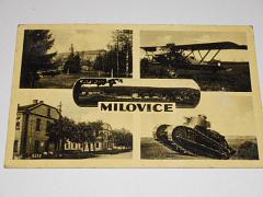 Milovice - tank, letadlo - pohlednice
