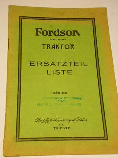 Fordson Traktor Ersatzteil Liste - Ford Motor Company - 1927