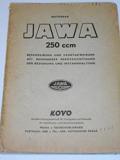 JAWA 250 ccm  - pérák tzv. Janeček - Beschreibung und Fahrtanweisung mit besonderer berücksichtigung der Bedienung und Instandhaltung - Kovo