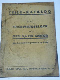Opel Teile Katalog für den Treibwerksblock mit 3,6 ltr.motor