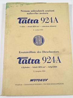Tatra 924 A - seznam náhradních součástí naftového motoru - 1958