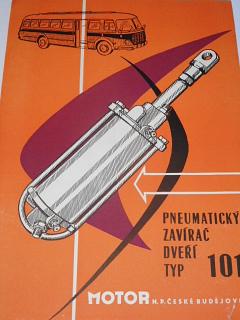 Jikov - pneumatický zavírač dveří typ 101 - užití, popis, seznam součástí - 1965