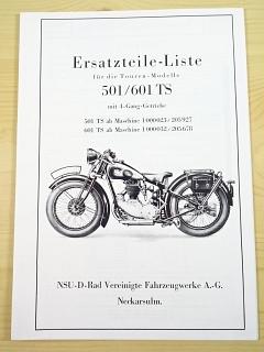 NSU 501/601 TS - Ersatzteile - Liste - REPRINT!!!