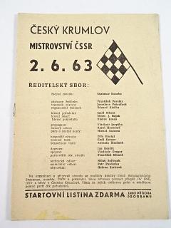 Český Krumlov - Mistrovství ČSSR - 2. 6. 1963 - startovní listina