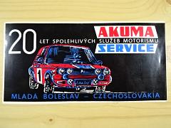 Akuma Service - 20 let spolehlivých služeb motorismu - Mladá Boleslav - Czechoslovakia - samolepka